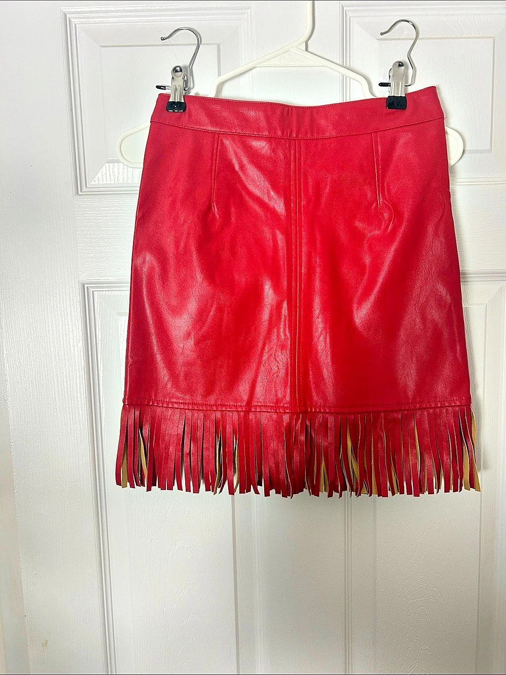 COMME Red Fringe Mini Skirt Size Small Like New